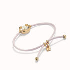 Pulsera de hilo lila con perla shell fornitura ba&ntilde;ada en oro 18k